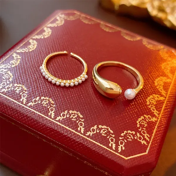 24# real gold electroplated pearl open ring (set of 2,tkmbeautysupply.com