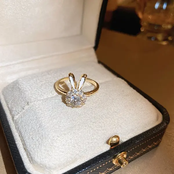 25# Zircon Rabbit Open Ring,tkmbeautysupply.com
