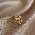 Wholesale Real Gold Plated Baroque Pearl Tulip Flower Ring Supply - 34# leaf open ring