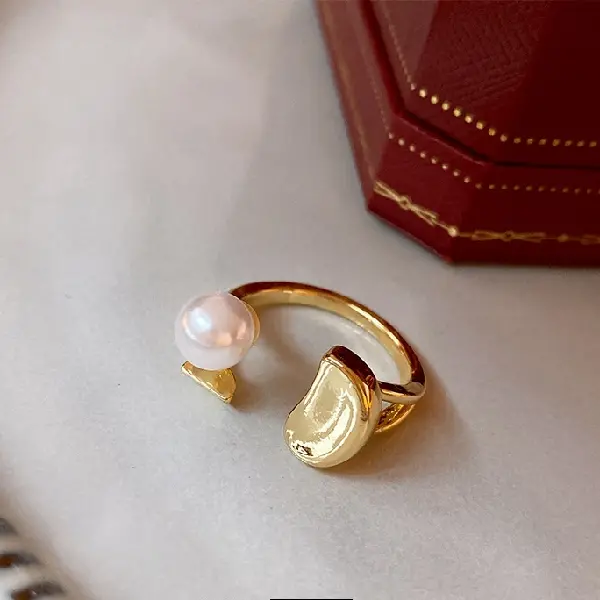 37# Imitation Pearl Open Ring,tkmbeautysupply.com