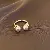 Wholesale Real Gold Plated Baroque Pearl Tulip Flower Ring Supply - Gold* pleated pearl open ring