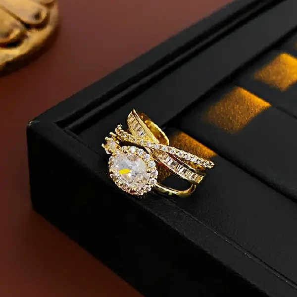 66# oval zircon multi-layer open ring,tkmbeautysupply.com