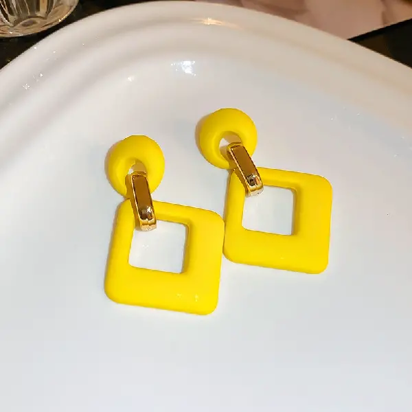 Silver Needle Yellow Diamond Earrings,tkmbeautysupply.com