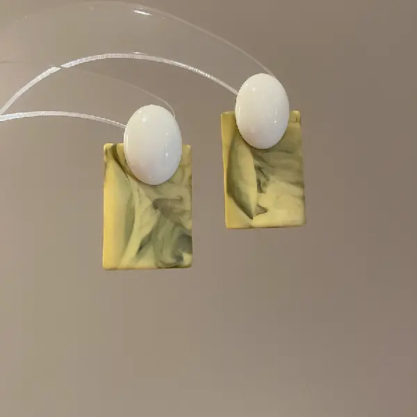 Silver Needle Oval Square Stud Earrings,tkmbeautysupply.com