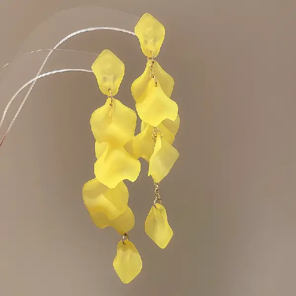Silver Needle Acrylic Petal Tassel Stud Earrings,tkmbeautysupply.com