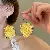 Wholesale Yellow Freshwater Pearl Butterfly Earrings for Retail - Crystal flower V-shaped ear hooks