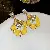 Wholesale Yellow Freshwater Pearl Butterfly Earrings for Retail - Steel needle set diamond oil drop flower pendant earrings
