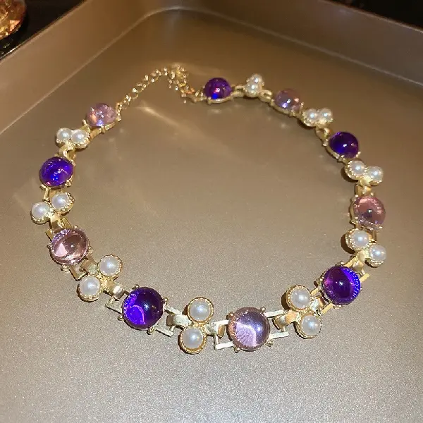 7# necklace-round resin pearl,tkmbeautysupply.com