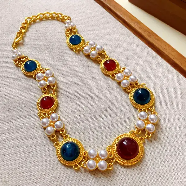 15# necklace - semicircle triangular square pearl,tkmbeautysupply.com