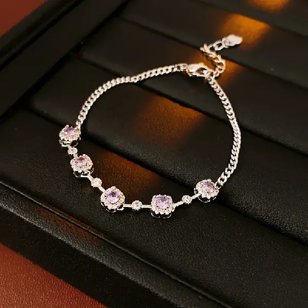 4# Bracelet-Silver-Purple,tkmbeautysupply.com