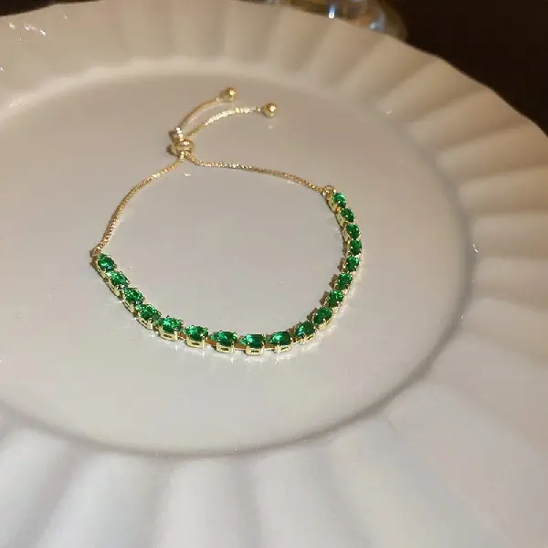 5# bracelet-green (real gold plating),tkmbeautysupply.com