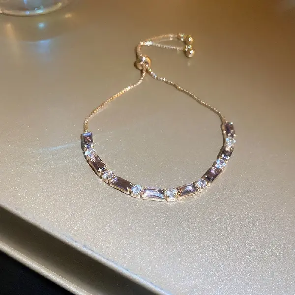 25# bracelet-gold-purple rectangular,tkmbeautysupply.com