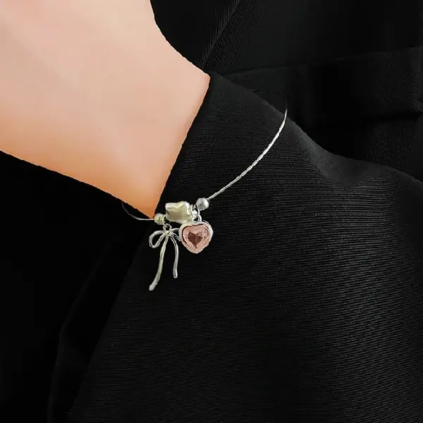 40# diamond bow love star bracelet,tkmbeautysupply.com