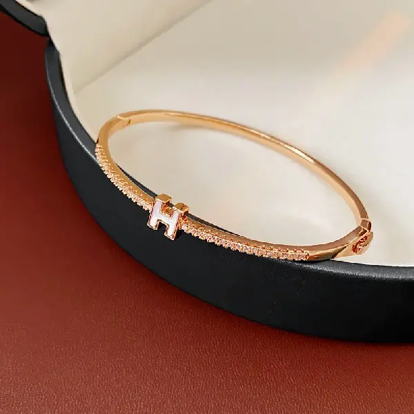 42# Fritillary H zircon buckle bracelet (real gold plating),tkmbeautysupply.com
