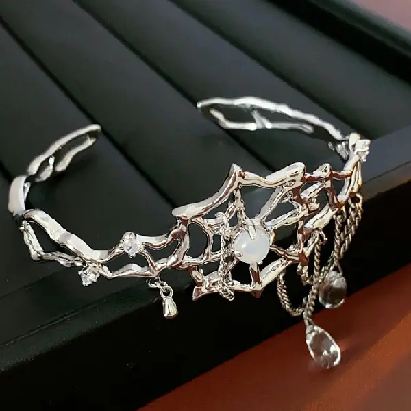 44# Spider Zircon Water Drop Open Bracelet,tkmbeautysupply.com