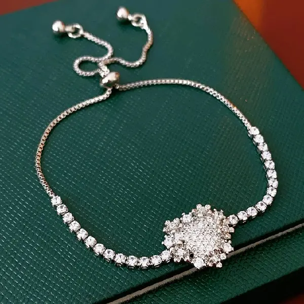 50# zircon flower love adjustable bracelet,tkmbeautysupply.com