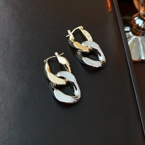 Earrings - gold and silver chain (real gold plating),tkmbeautysupply.com