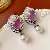 Vintage Silver Needle Earrings | Quality Wholesale Supply - Silver Needle-Purple Blue Oval Butterfly