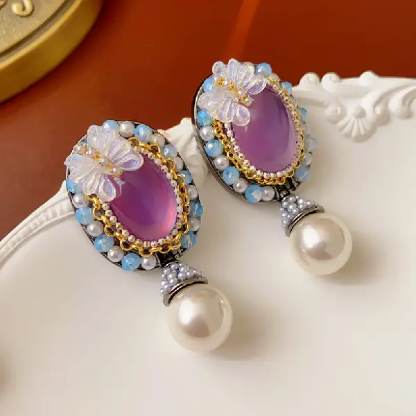 Silver Needle-Purple Blue Oval Butterfly,tkmbeautysupply.com