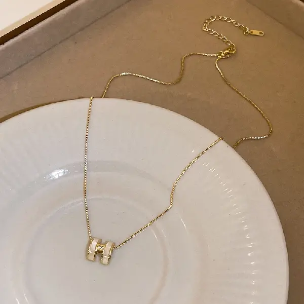 Alloy Style-Zircon Letter H Necklace,tkmbeautysupply.com