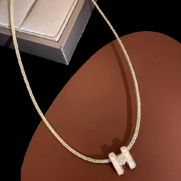 Real gold plated letter H necklace.,tkmbeautysupply.com