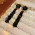 Wholesale Asymmetrical Crystal Flower Earrings High-End Supply - Black - Needle Crystal Circle Chain Tassel Stud Earrings