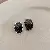 Wholesale Asymmetrical Crystal Flower Earrings High-End Supply - Black-Oval* Silver Needle Irregular Crystal Stud Earrings