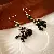 Wholesale Asymmetrical Crystal Flower Earrings High-End Supply - Antique Silver-Black-Diamond Crystal Tassel Lantern Ear Hooks