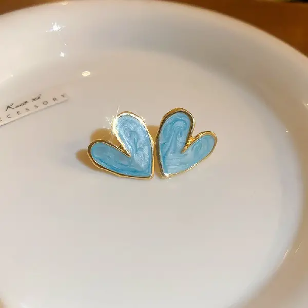 2-Steel needle dripping love earrings,tkmbeautysupply.com
