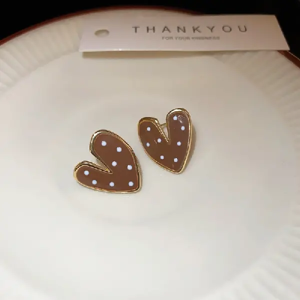 5-Silver needle dripping oil love wave dot earrings,tkmbeautysupply.com