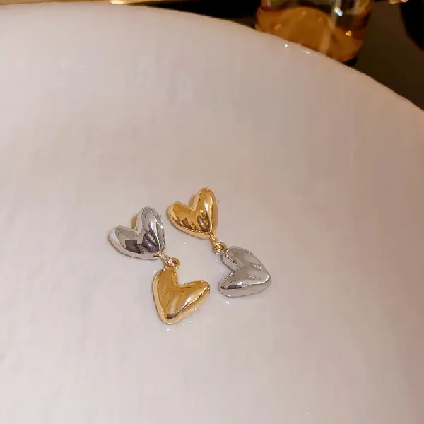 20-Silver Needle Love Tassel Stud Earrings,tkmbeautysupply.com