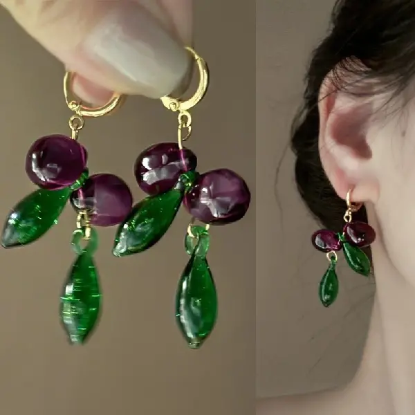 31-#Water drop glass bead earrings,tkmbeautysupply.com