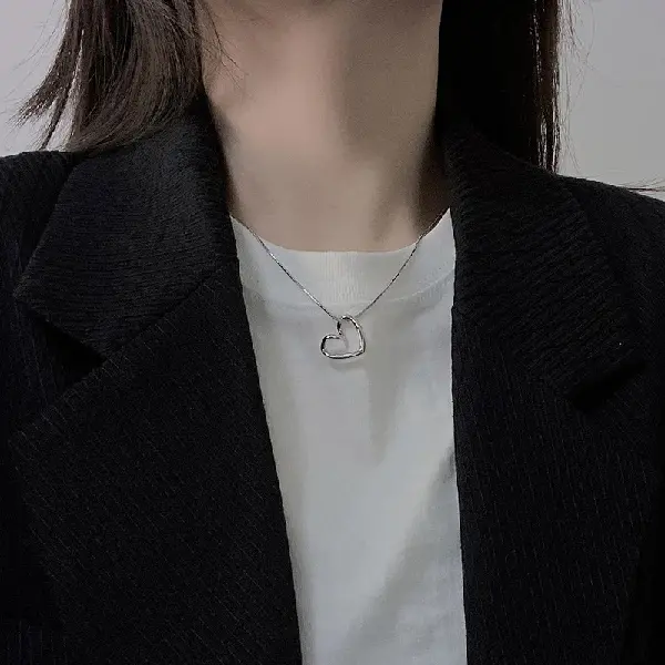 10# necklace-silver twisted love titanium steel.,tkmbeautysupply.com