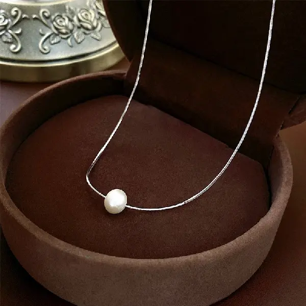 Bright Silver - Freshwater Pearl Necklace,tkmbeautysupply.com