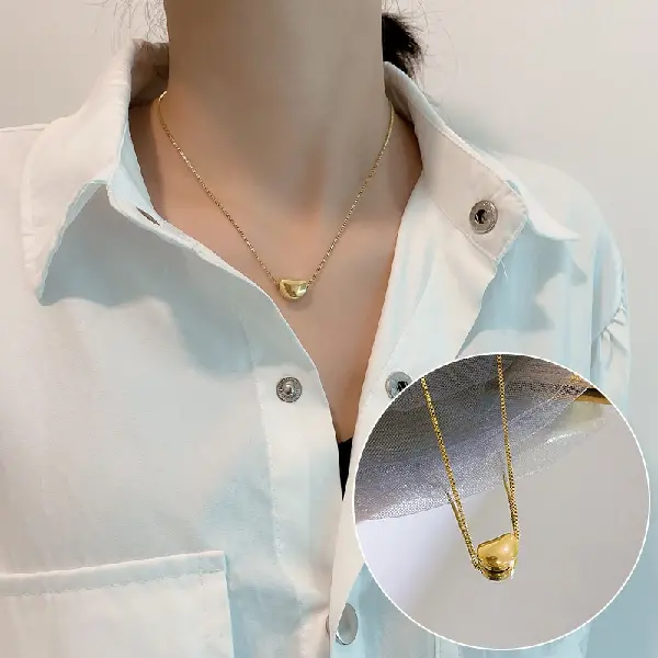 18# gold titanium steel bean necklace,tkmbeautysupply.com