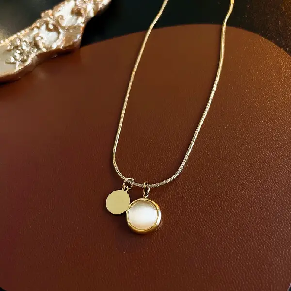 31# titanium steel round opal necklace,tkmbeautysupply.com