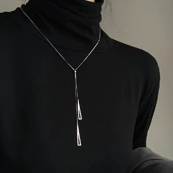 75# necklace-silver triangle.,tkmbeautysupply.com
