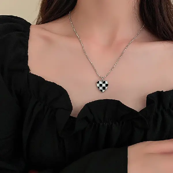 Black and White-Drip Oil Letter Necklace,tkmbeautysupply.com