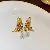 Wholesale Vintage Steel Needle Drop Cat's Eye Earrings for Retailers - 15# Silver Needle Pearl Color Block Crystal Butterfly Stud Earrings