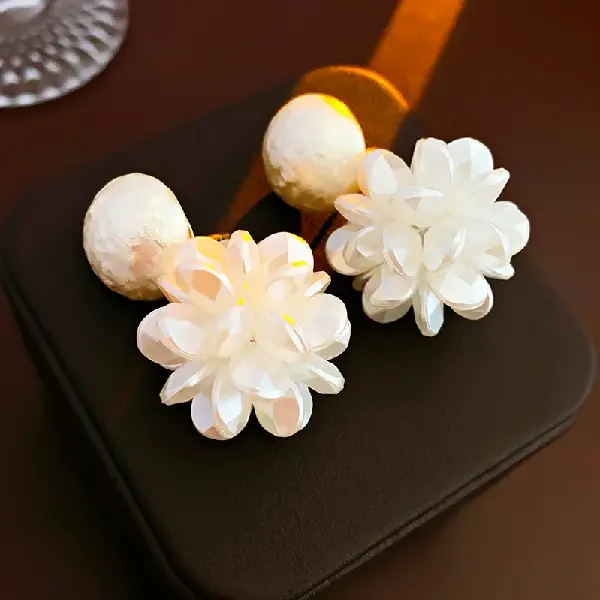 17# Silver Needle Acrylic Cluster Flower Stud Earrings,tkmbeautysupply.com