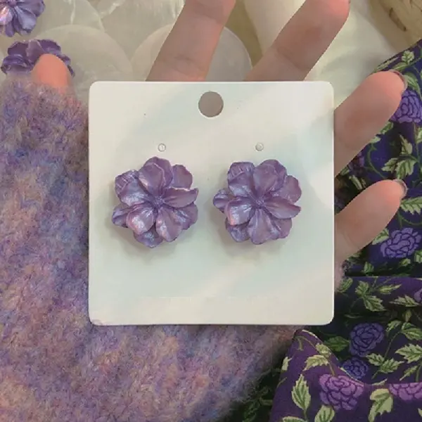 1# Silver Needle-Flower Stud Earrings,tkmbeautysupply.com