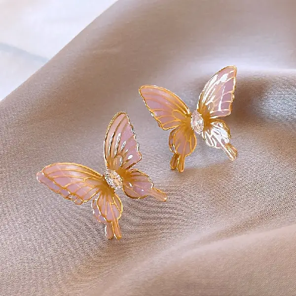 32# Silver Needle-Butterfly Zircon Stud Earrings,tkmbeautysupply.com