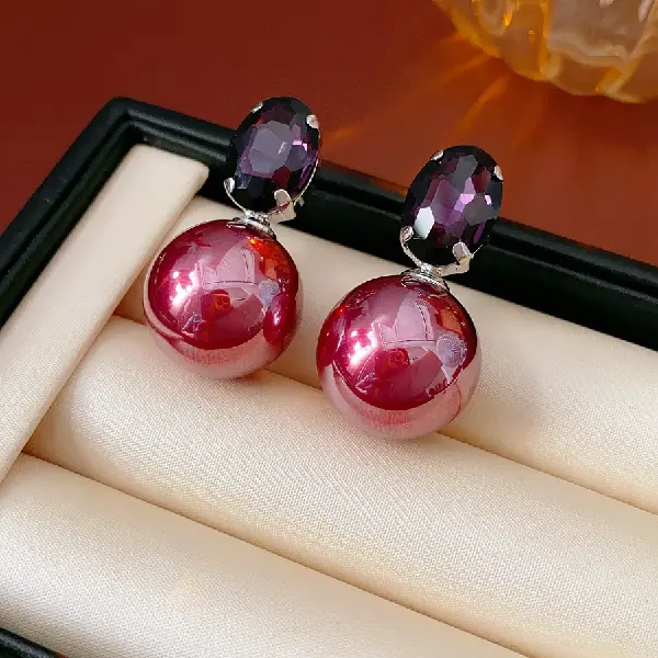 37# Silver Needle-Diamond Oval Pearl Stud Earrings,tkmbeautysupply.com