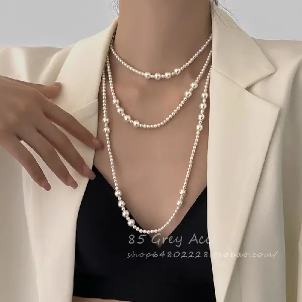 10# white pearl necklace (4-8mm),tkmbeautysupply.com