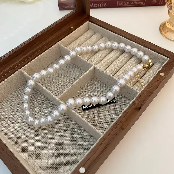 14# white-12mm pearl necklace,tkmbeautysupply.com