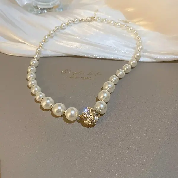 20# Diamond Magnet Ball Pearl Necklace,tkmbeautysupply.com