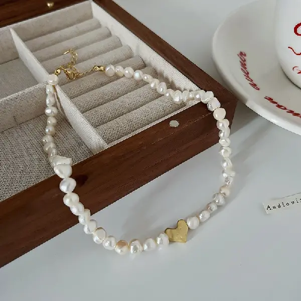 21#Love Freshwater Pearl Necklace (Real Gold Plating),tkmbeautysupply.com