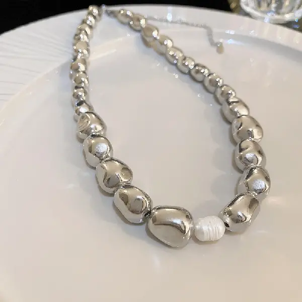 27# Metal Irregular Freshwater Pearl Necklace,tkmbeautysupply.com