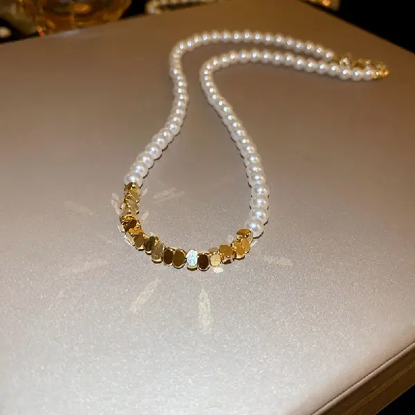 28# pearl triangle square stitching necklace,tkmbeautysupply.com