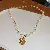 Wholesale Irregular Geometric Pearl Charm Necklaces for Retailers - 37# Pearl Inlaid Diamond Round Portrait Necklace (Real Gold Plating)
